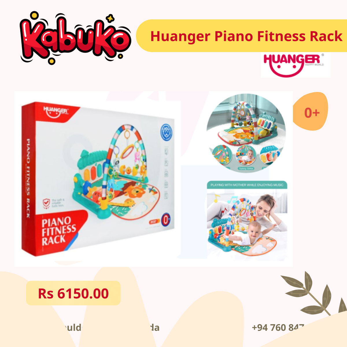 huanger play piano gym mat with side play rattles