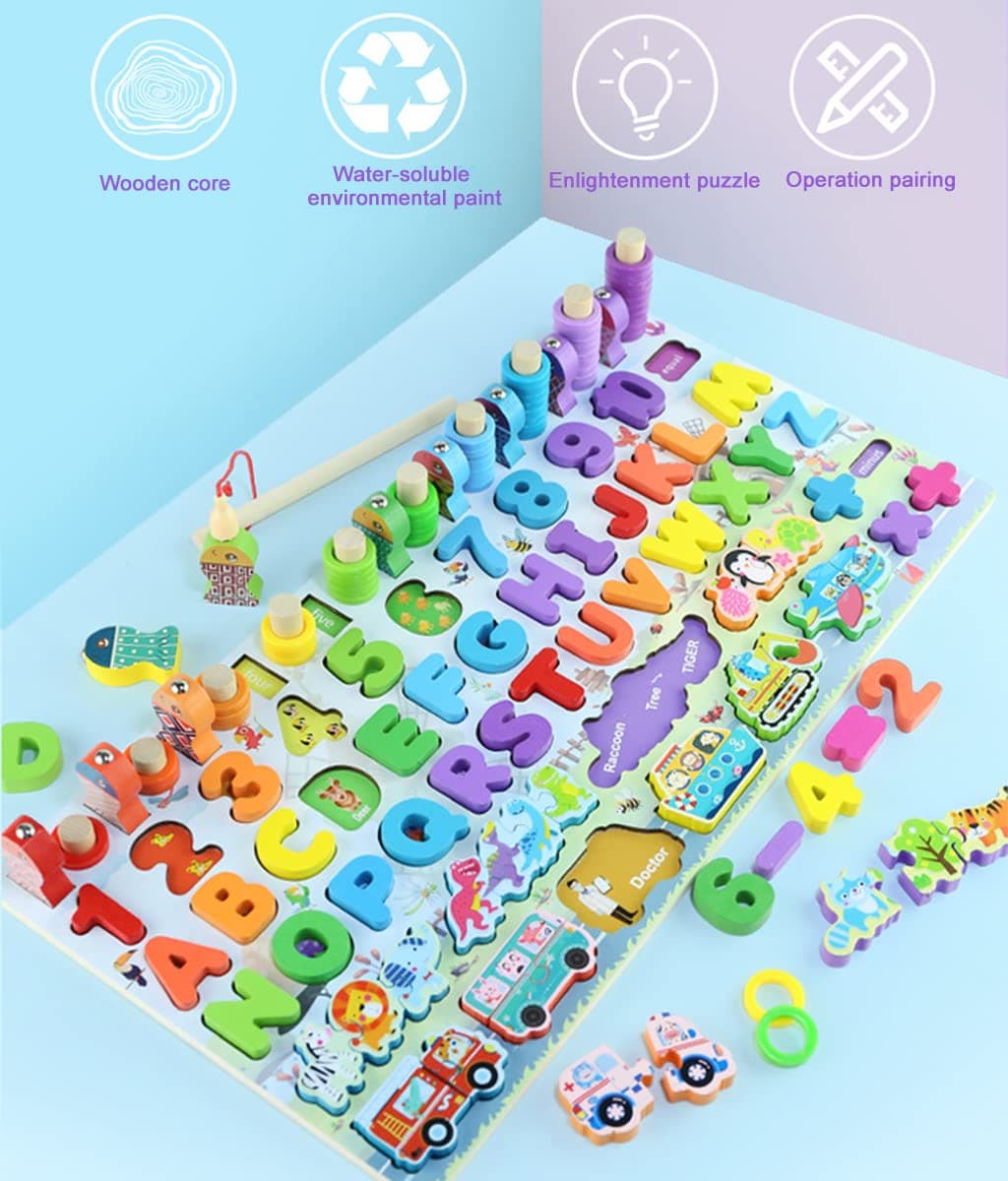 6 in 1 Large Activity Wooden Board