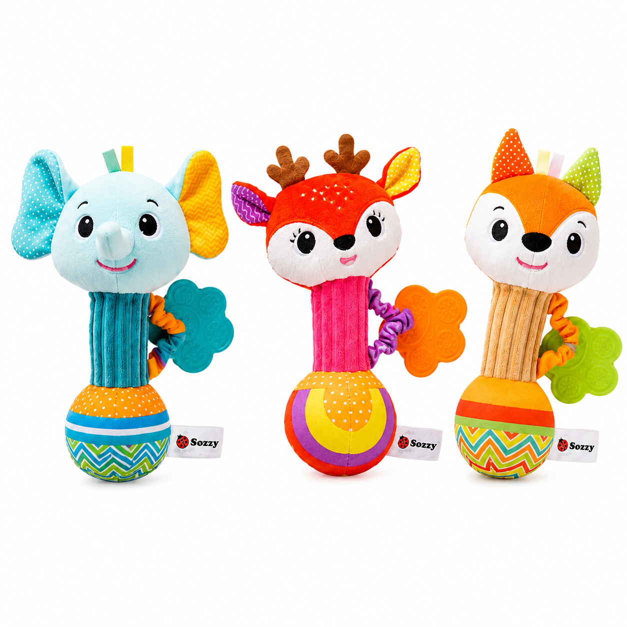 Sozzy Baby Animal Rattle Toy With Teether