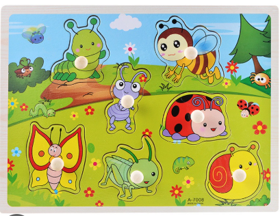 wooden peg jigsaw puzzle educational toy - insect