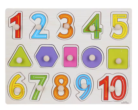 Peg-knob Puzzle – Numbers 1 – 10 with shapes