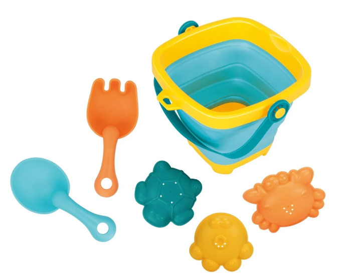 Huanger 5-Piece Bath Beach Toy Set With Folding Bucket