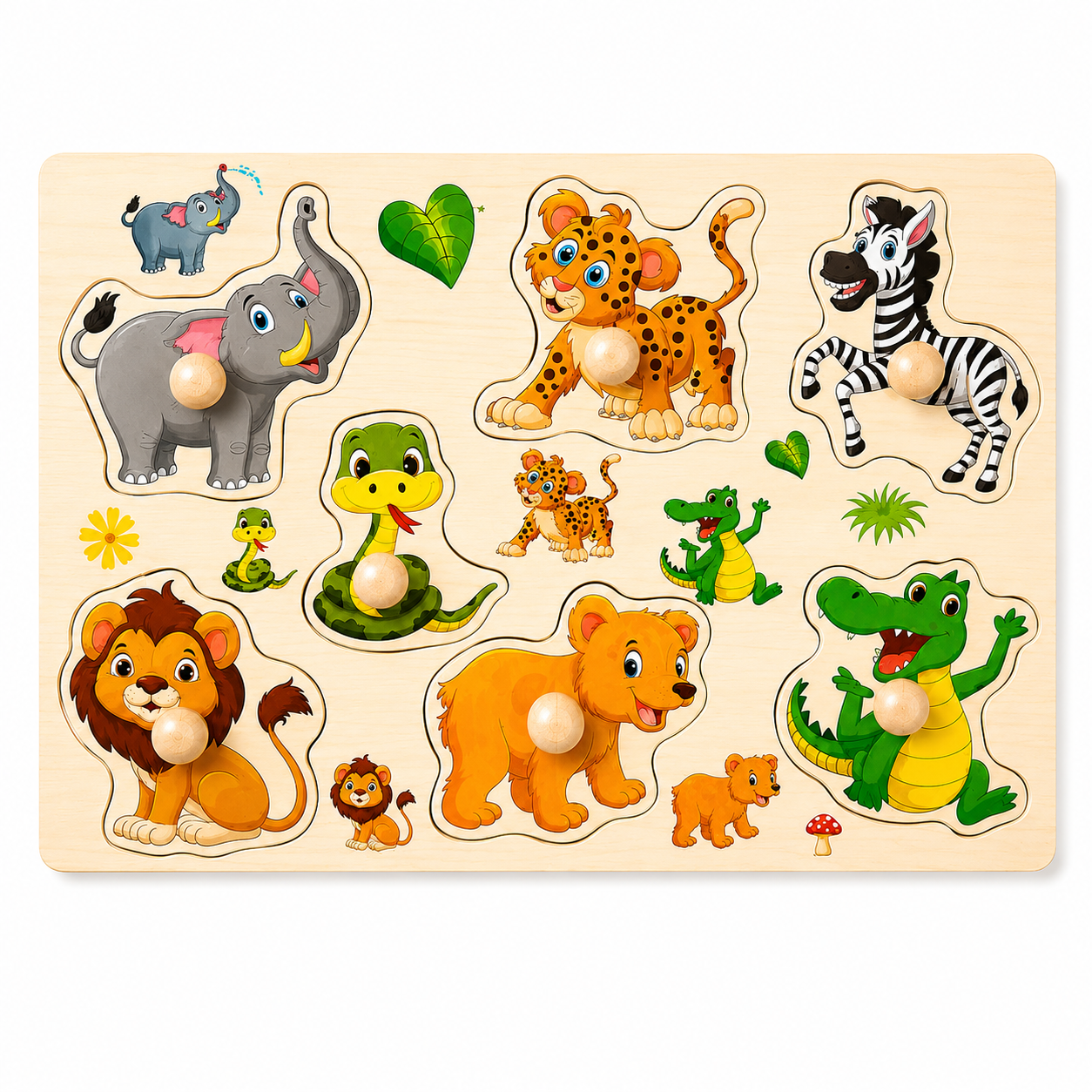 wild animals wooden peg jigsaw puzzle educational toy 
