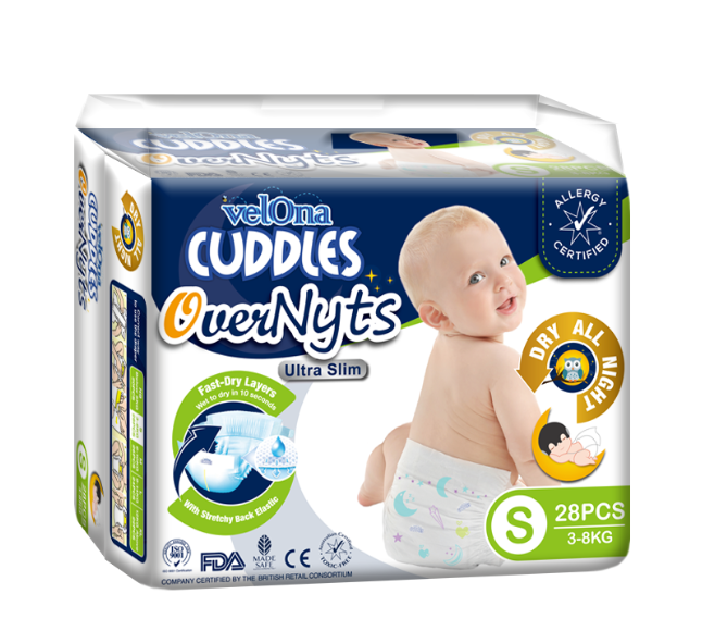VELONA CUDDLES LOONEY TUNES / OVERNYTS DIAPER- JUMBO PACK Small 28pcs