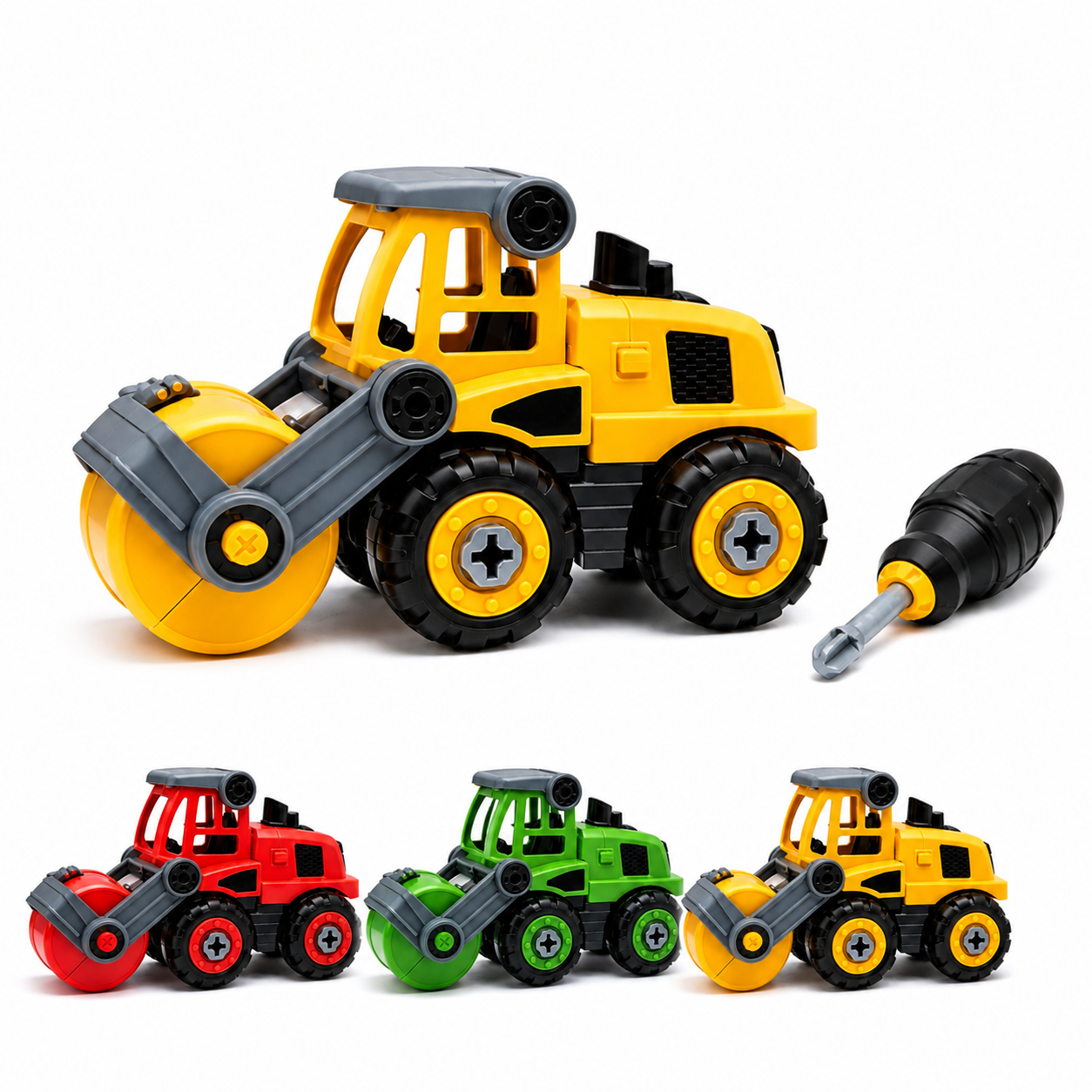 Assembly Construction Vehicle Toy DIY Road Roller Set